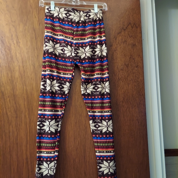 White Mark~Brown Colorful Fair Isle Soft Spandex Leggings NWOT - Picture 2 of 15